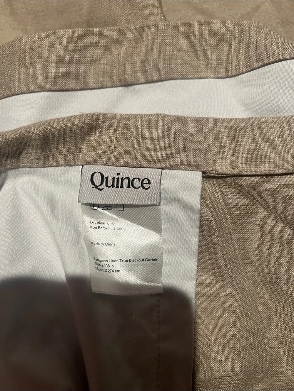 Quince European Linen True Blackout Curtain Panel in Dark Flax
